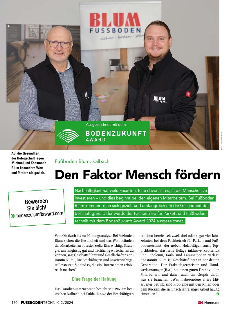 Fußboden Blum – Boden.Zukunft.Award 2024